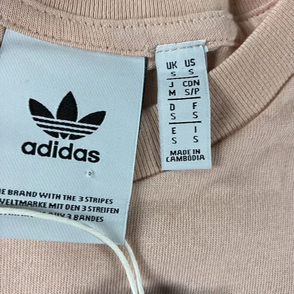 Adidas Shirt Men Small Salmon Pink‎ White Trefoil Spellout Short Sleeve Soccer - Picture 5 of 10